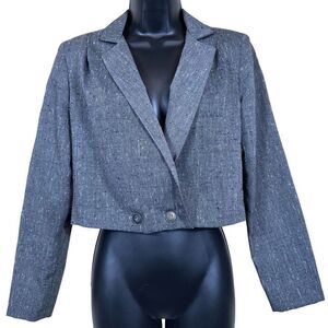 Vintage PBJ Sport Double Button Tweed Cropped Blazer Size 5